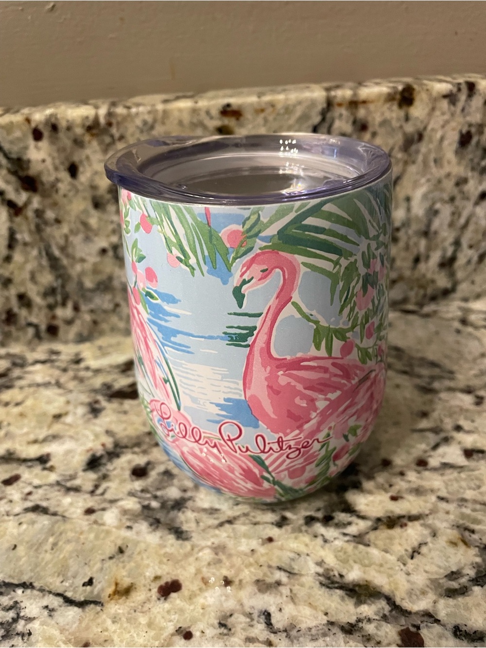 Lilly Pulitzer Stemless Wine Stainless Steel Insulated Tumbler Pink Flamingos